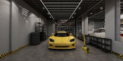 现代汽车维修车间3D模型下载